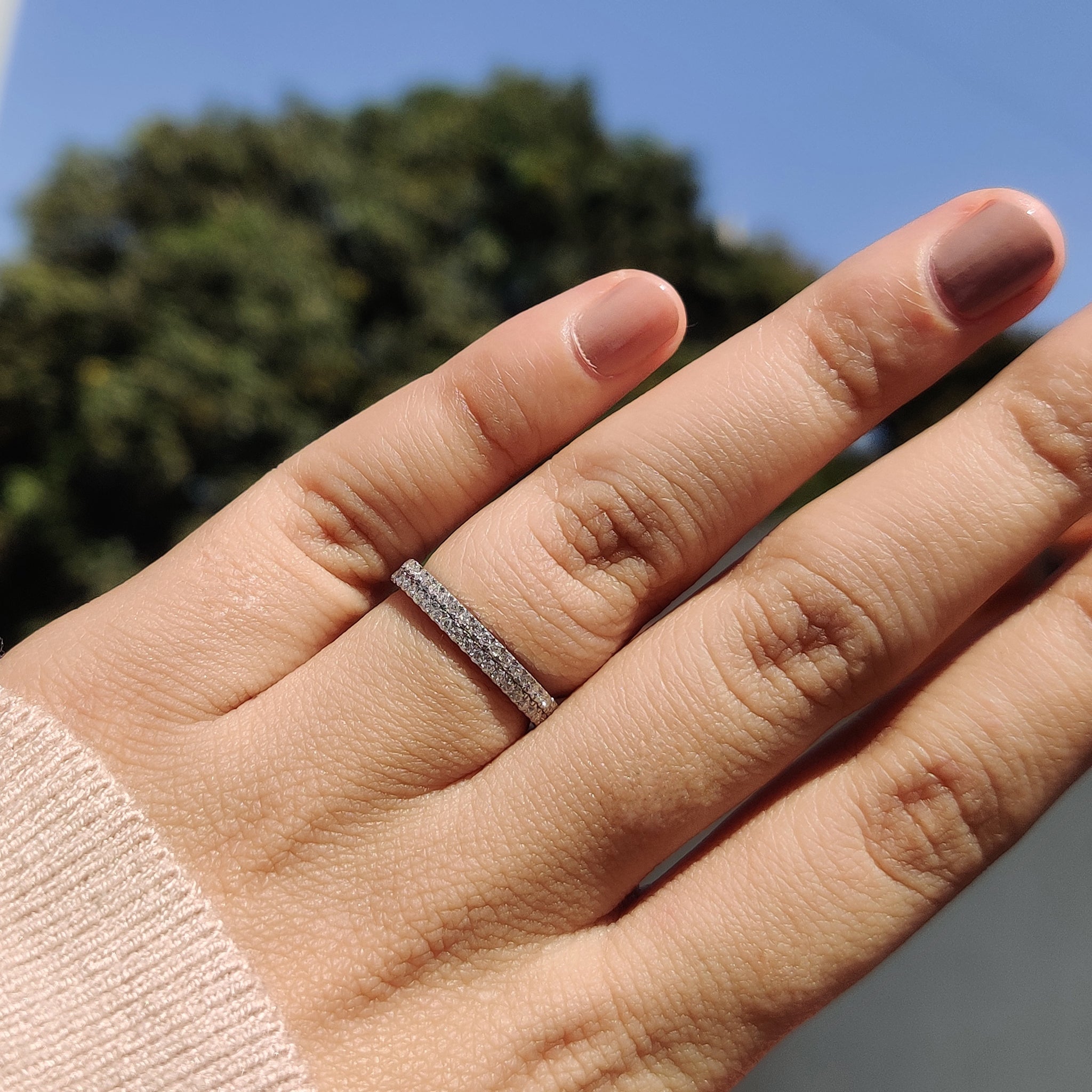 Round Cut Band In Half Eternity Setting