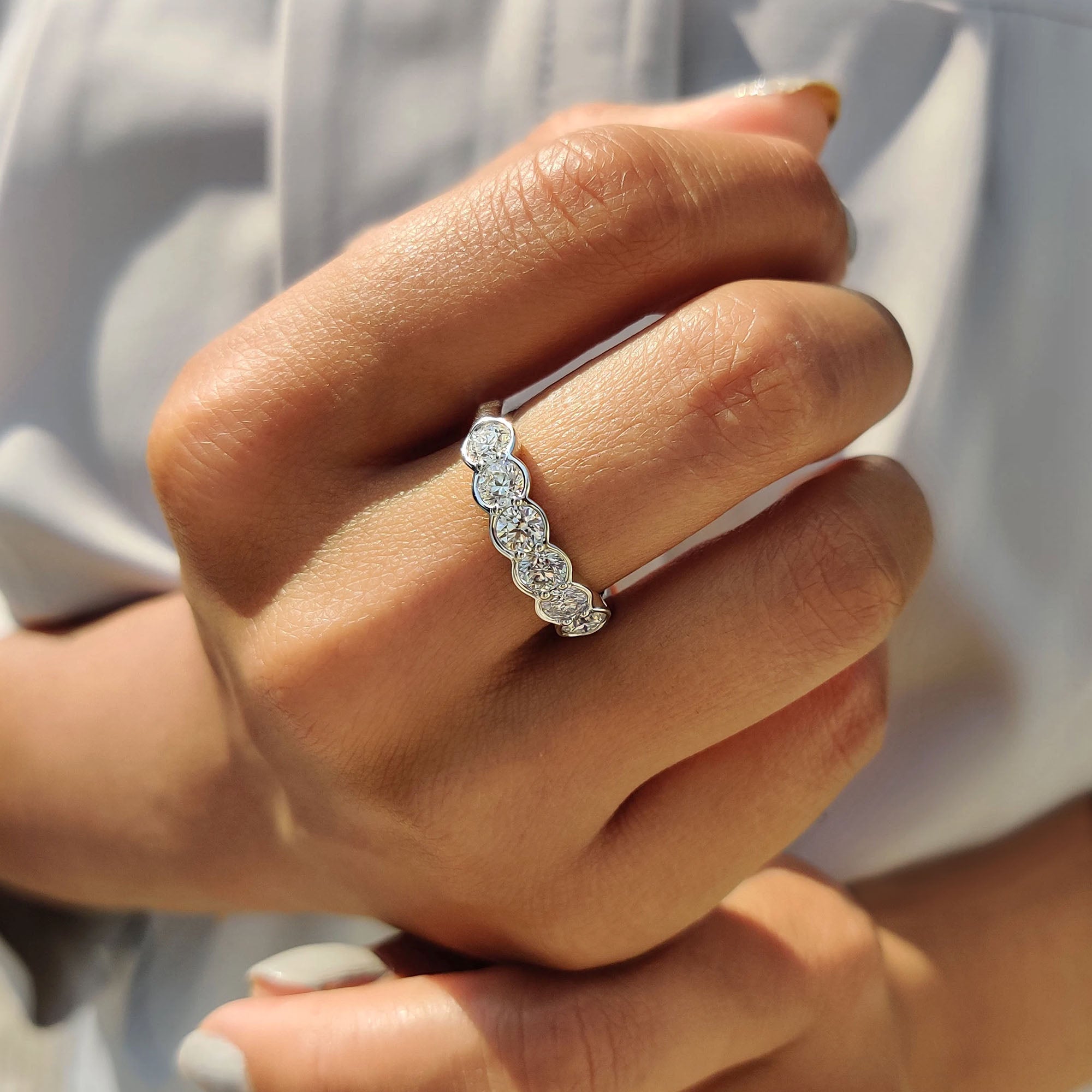 Bezel Set Round Cut Wedding Band Secondary image