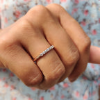 Round Moissanite Semi Eternity Band