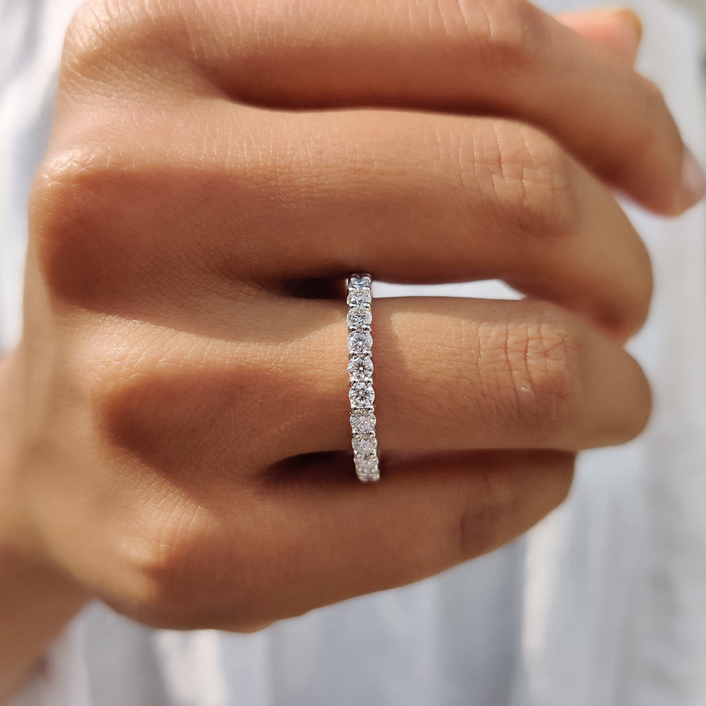 Round Moissanite Eternity Band In Secure Prong