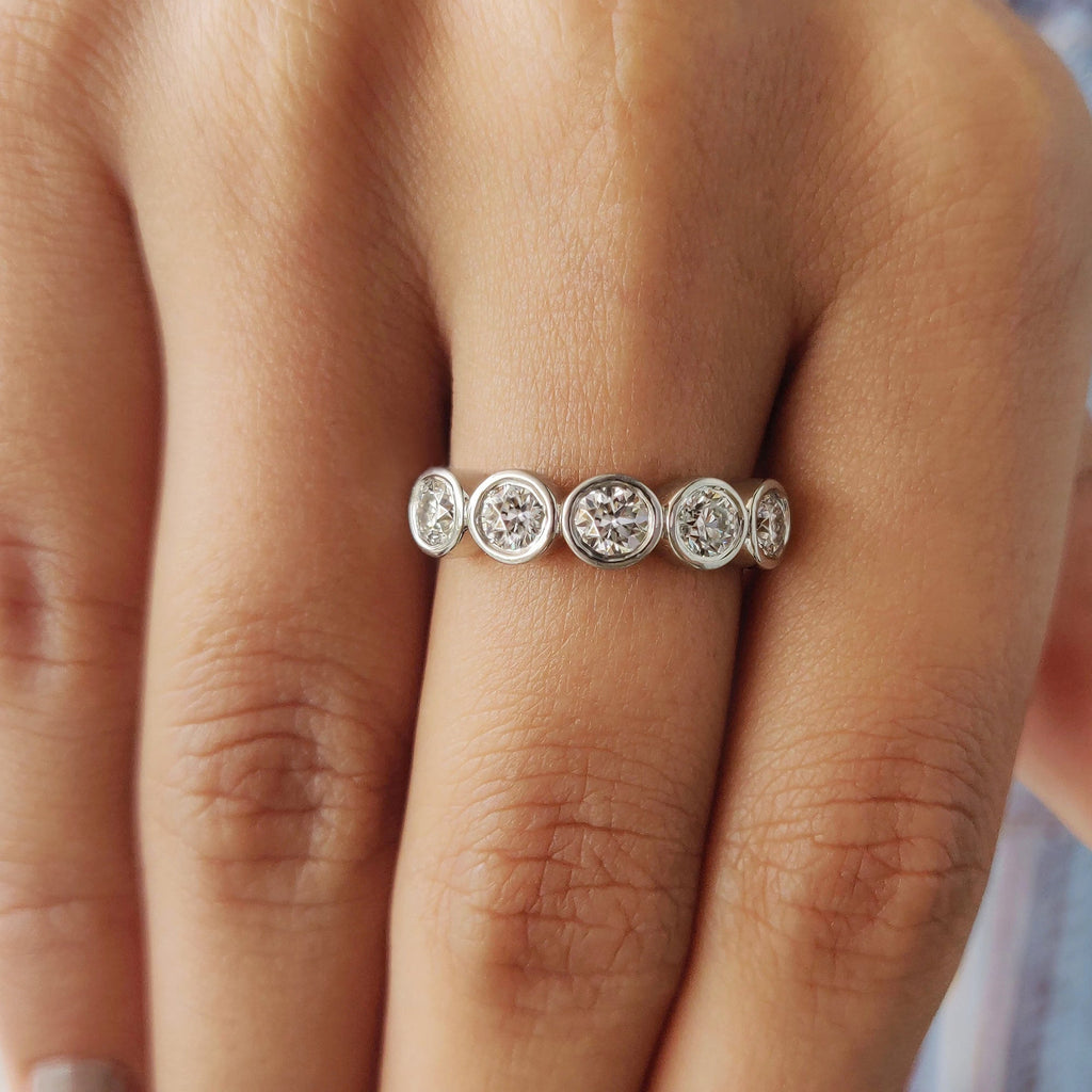 5 Stone Moissanite Band With Round Cut