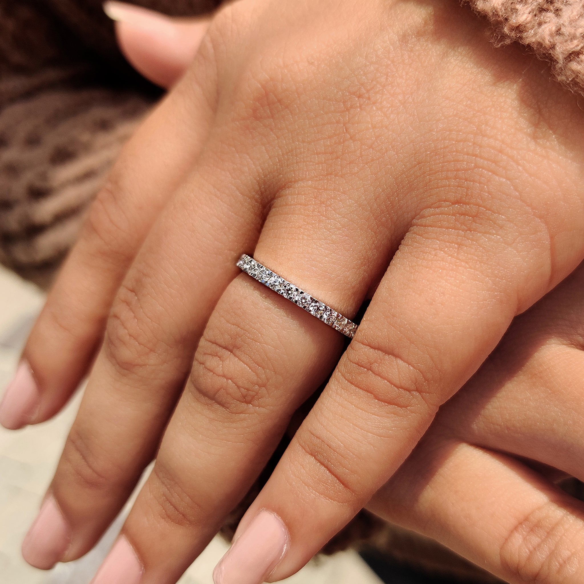 Round Cut Diamond White Gold Eternity Band