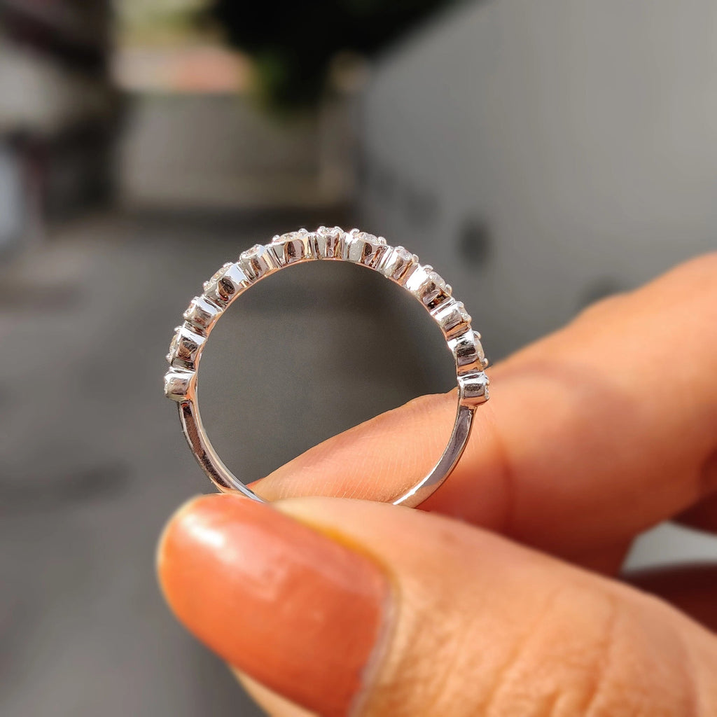 Round Cut Curved Moissanite Wedding Band