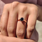 Round Cut Black Moissanite Ring With Solitaire Style
