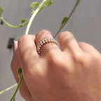 Unique Wedding Band - Three Row Eternity