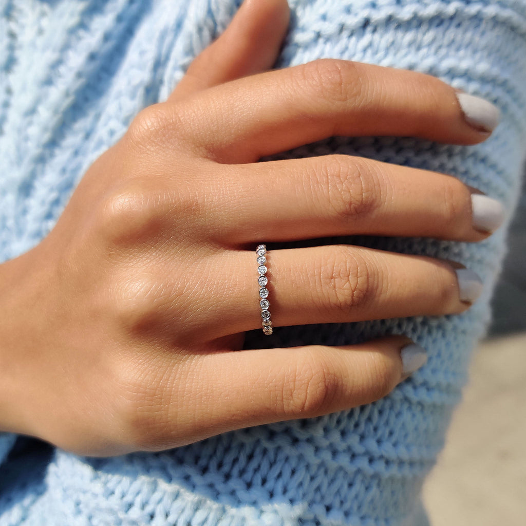 Round Eternity Band In a Smooth Bezel Set Design