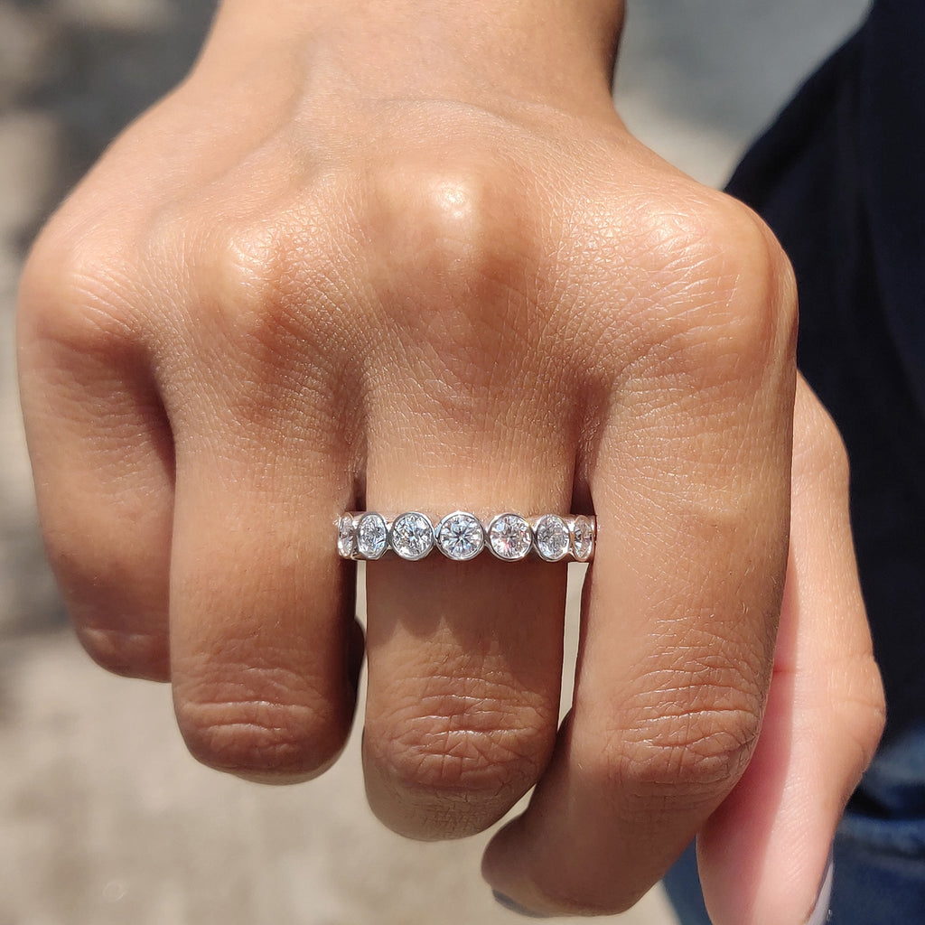 Eternity Wedding Band With Bezel Setting