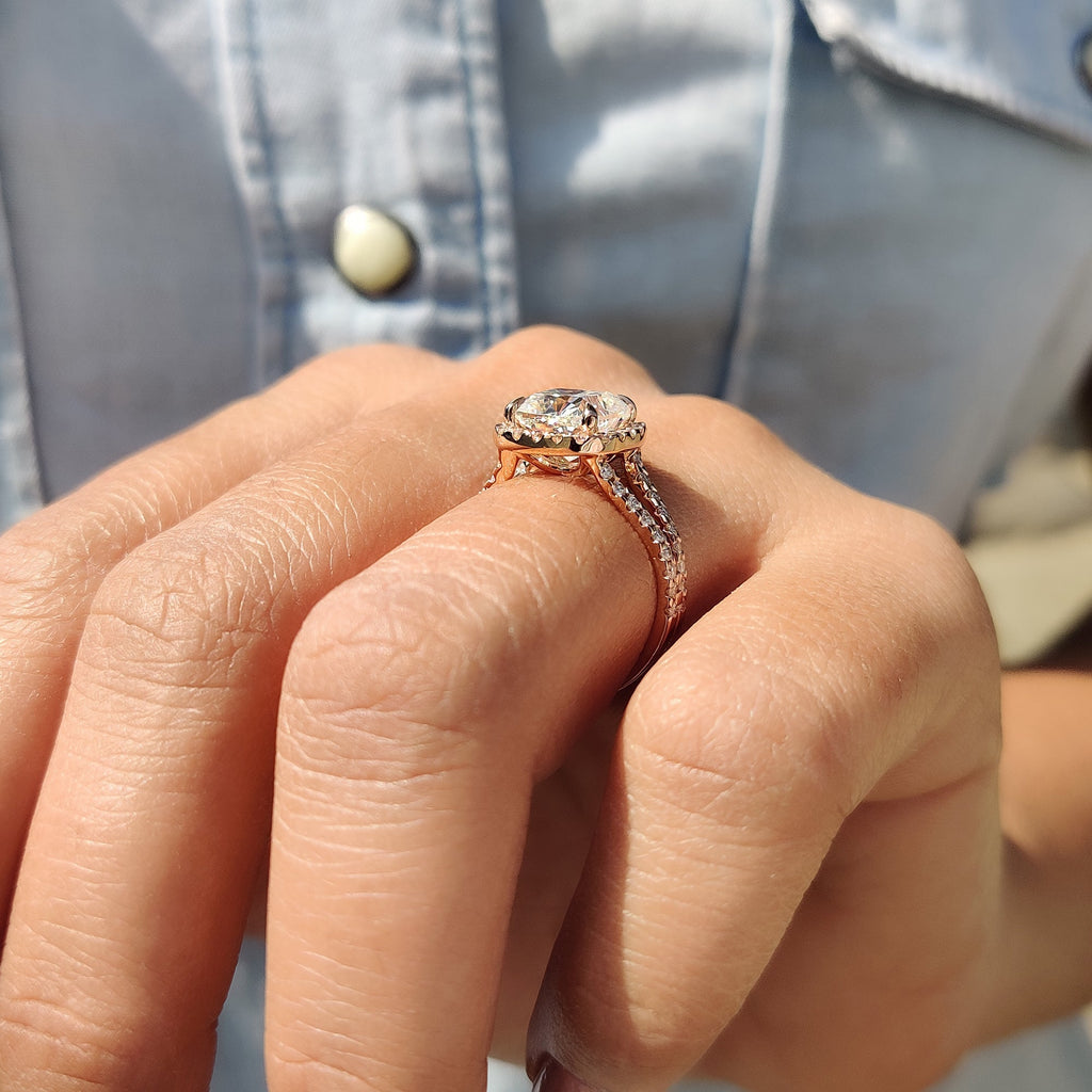 Cushion Cut Diamond Ring In Halo Setting