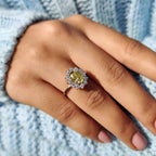 Cluster Halo Oval Cut Engagement Ring