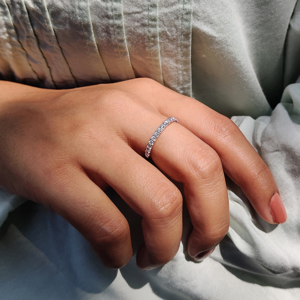 White Gold Wedding Band - Half Eternity