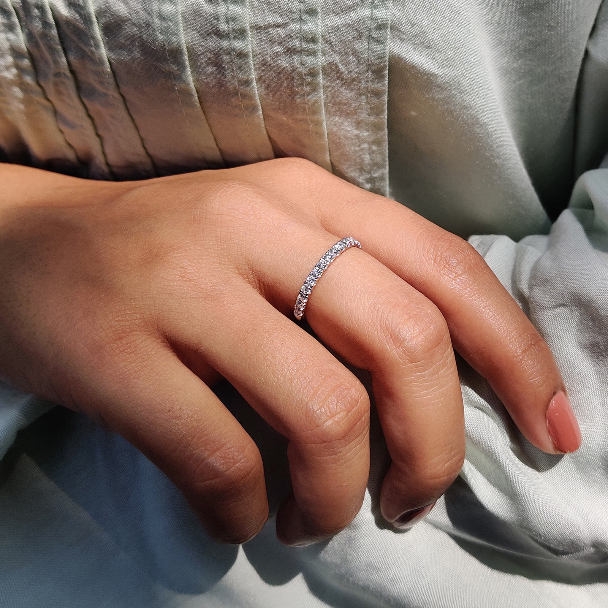 White Gold Wedding Band - Half Eternity