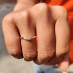 Round Cut Yellow Gold Curved Wedding Band