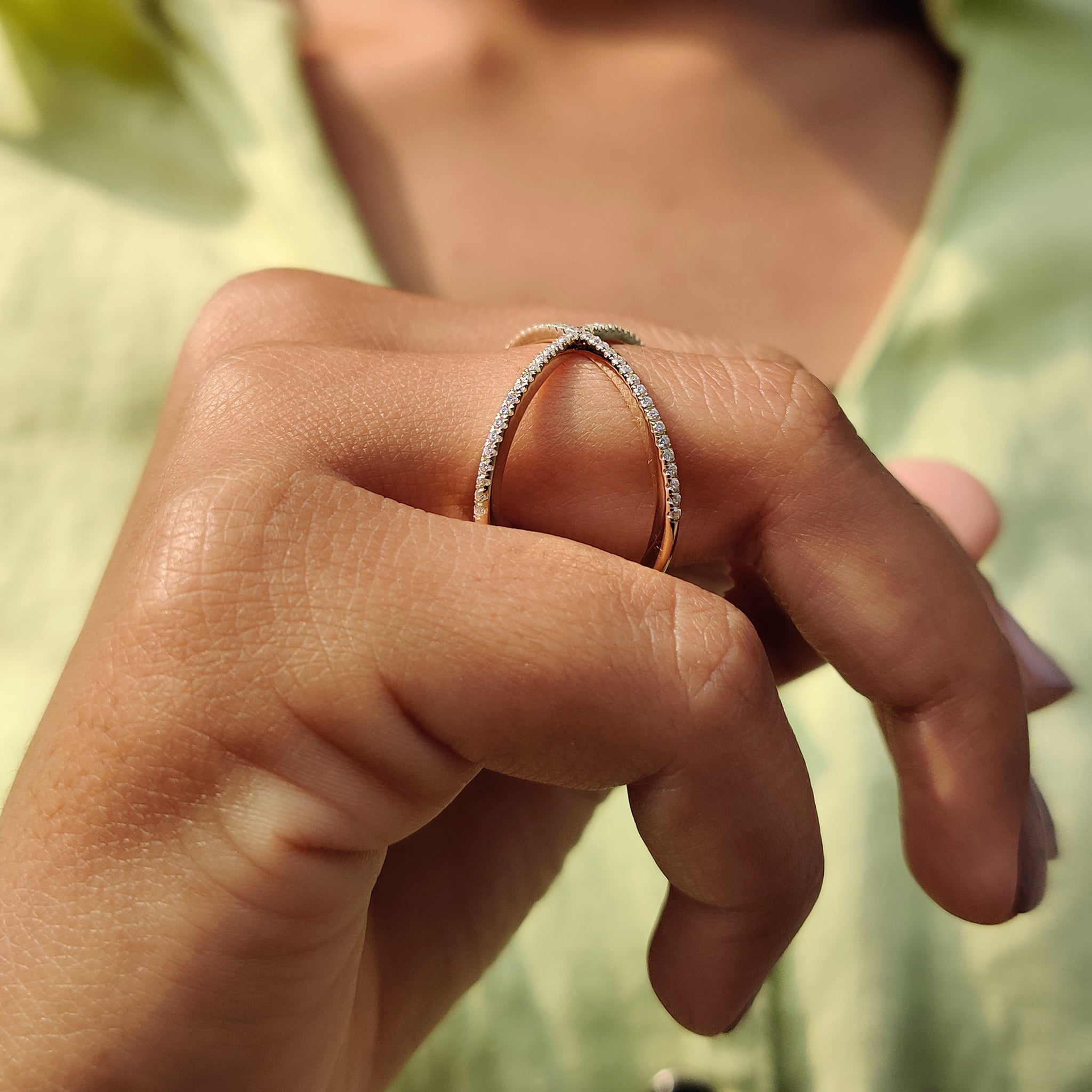 X Shaped Wedding Band In Yellow Gold
