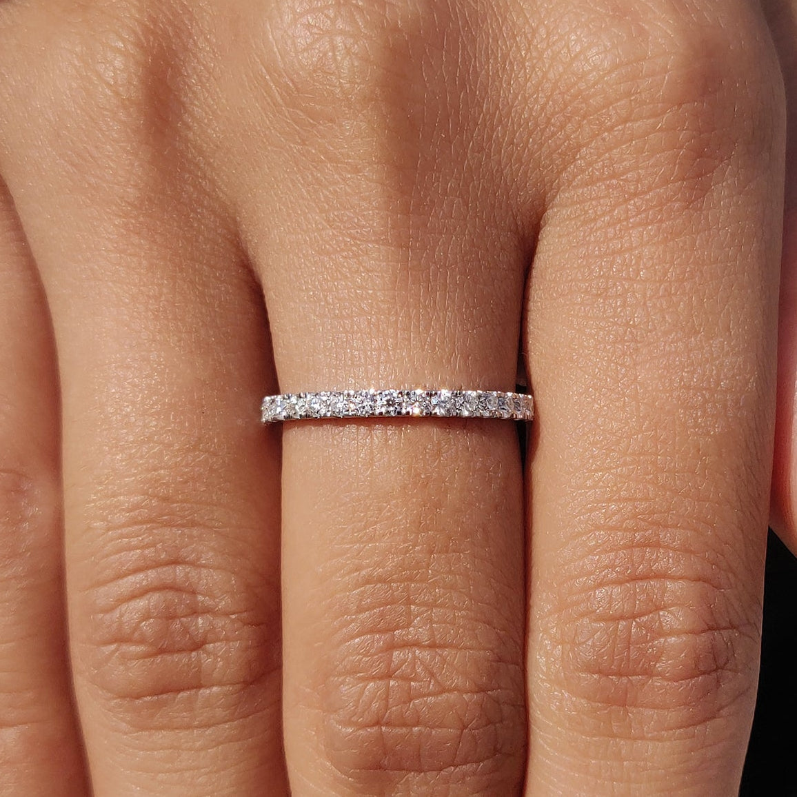 White Gold Eternity Band With Round Moissanite