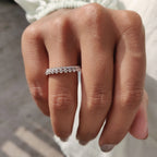 Yellow Gold Band - Round Double Row Pave