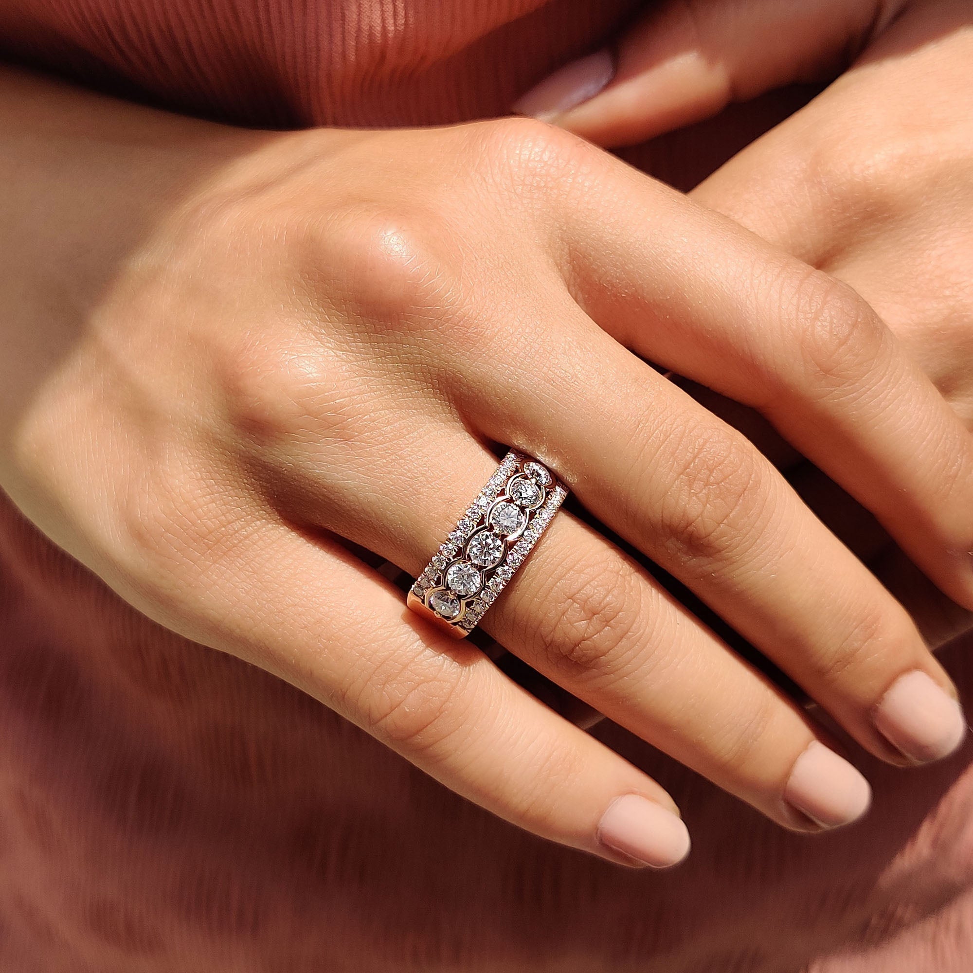 Round Moissanite Half Eternity Band For Her