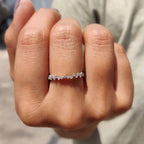 White Gold Round Cut Half Eternity Band In Zig Zag Style