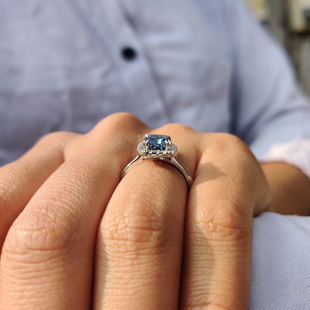 Halo Setting Radiant Cut Engagement Ring