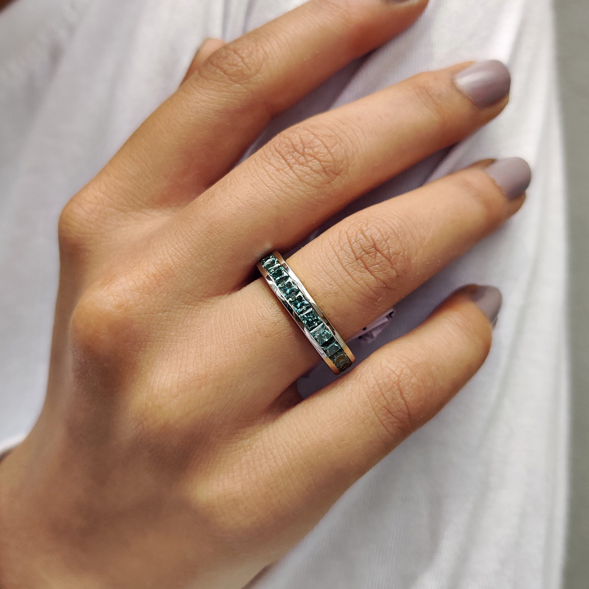 Princess Cut Channel Set Wedding Band