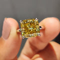 Canary Yellow Cushion Cut Solitaire Ring In Round Prong Setting