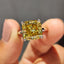 Canary Yellow Cushion Cut Solitaire Ring In Round Prong Setting