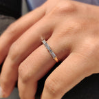 Round And Baguette Diamond Wedding Band In Half Eternity Style