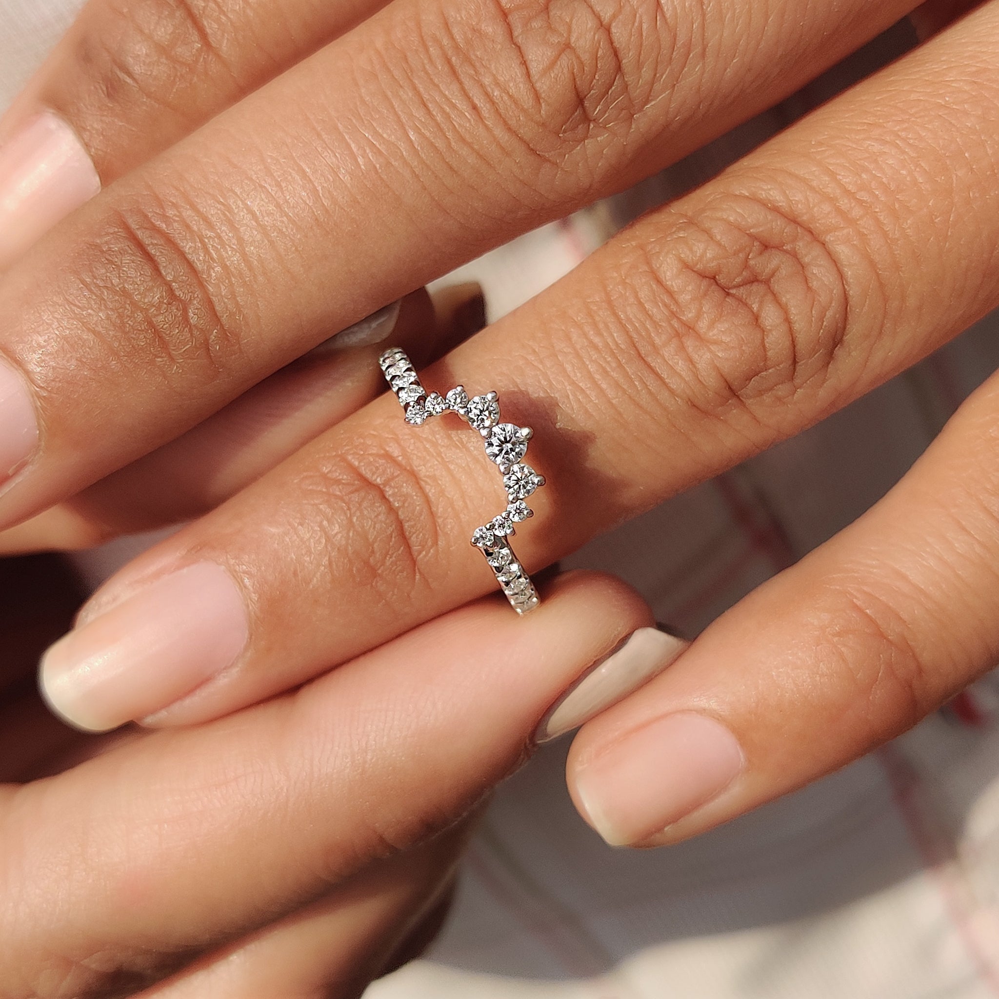 Round Cut Tiara Wedding Band With crown Style