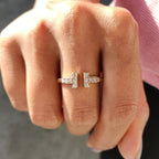 Round Moissanite Wedding Band In Open Gap Setting