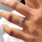 Round Cut Chevron Diamond Wedding Band