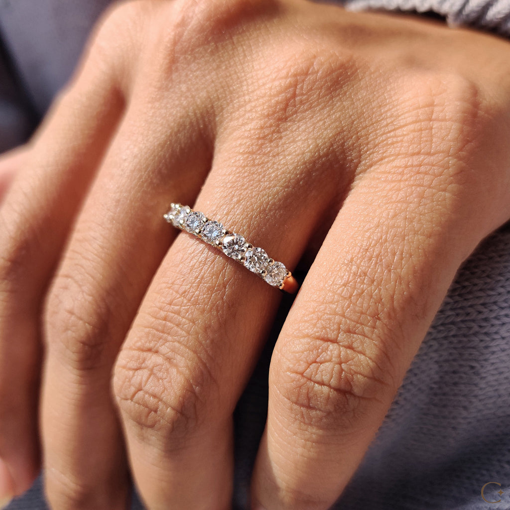Round Cut Wedding Band In Half Eternity Style