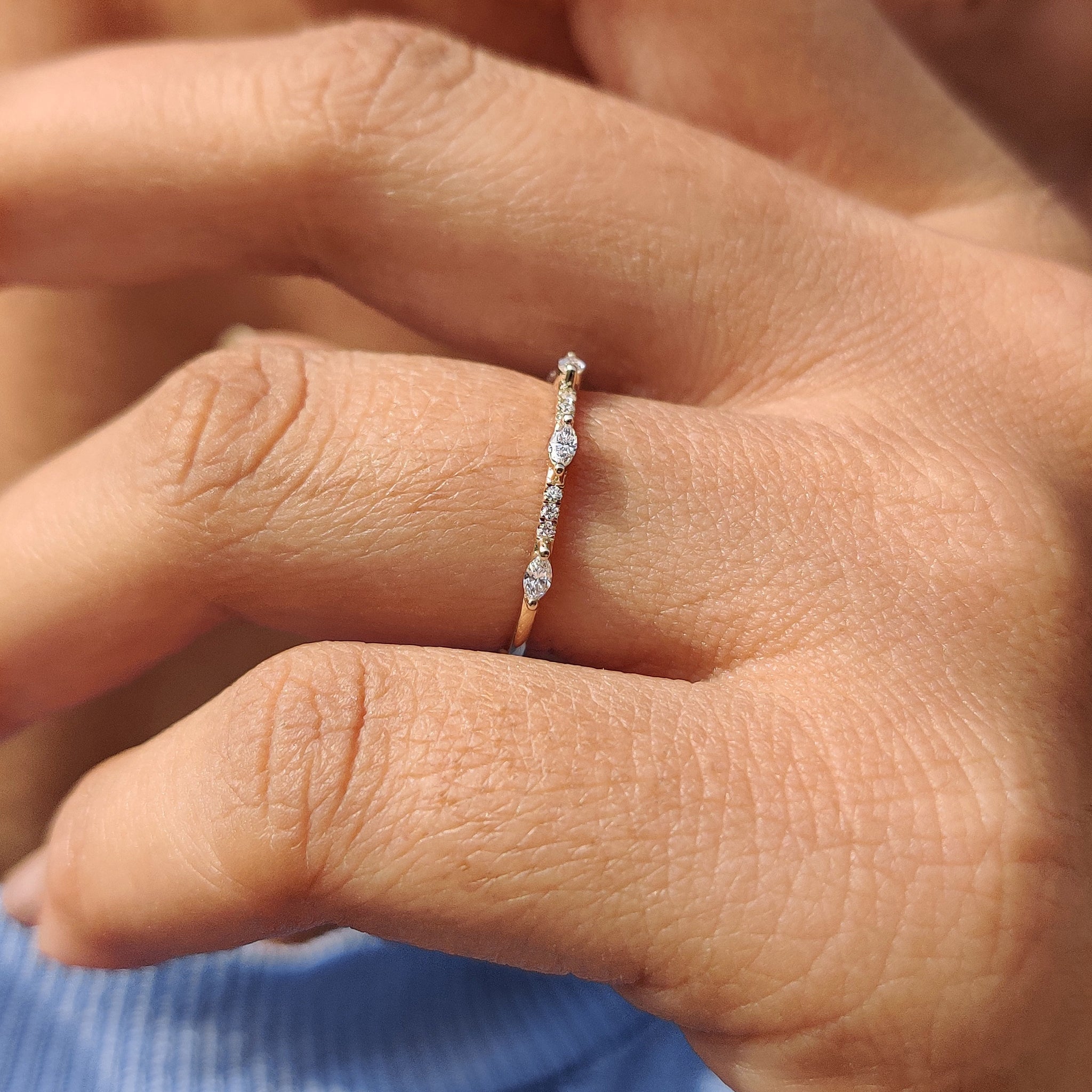 White Gold Marquise And Round Diamond Band Secondary image
