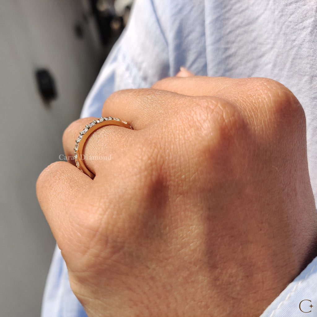 Round Cut Eternity Yellow Gold Wedding Band