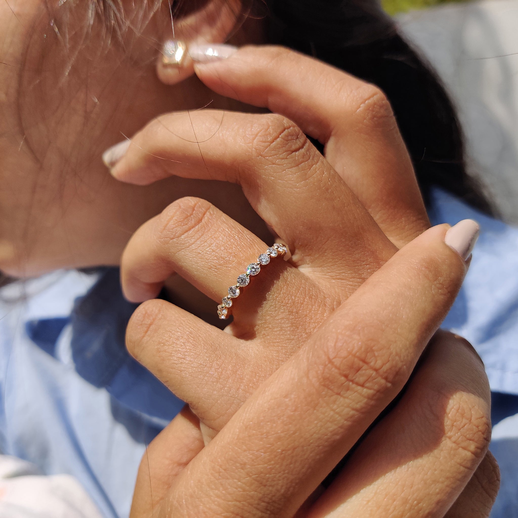 Shared Prong Rose Gold Eternity Band