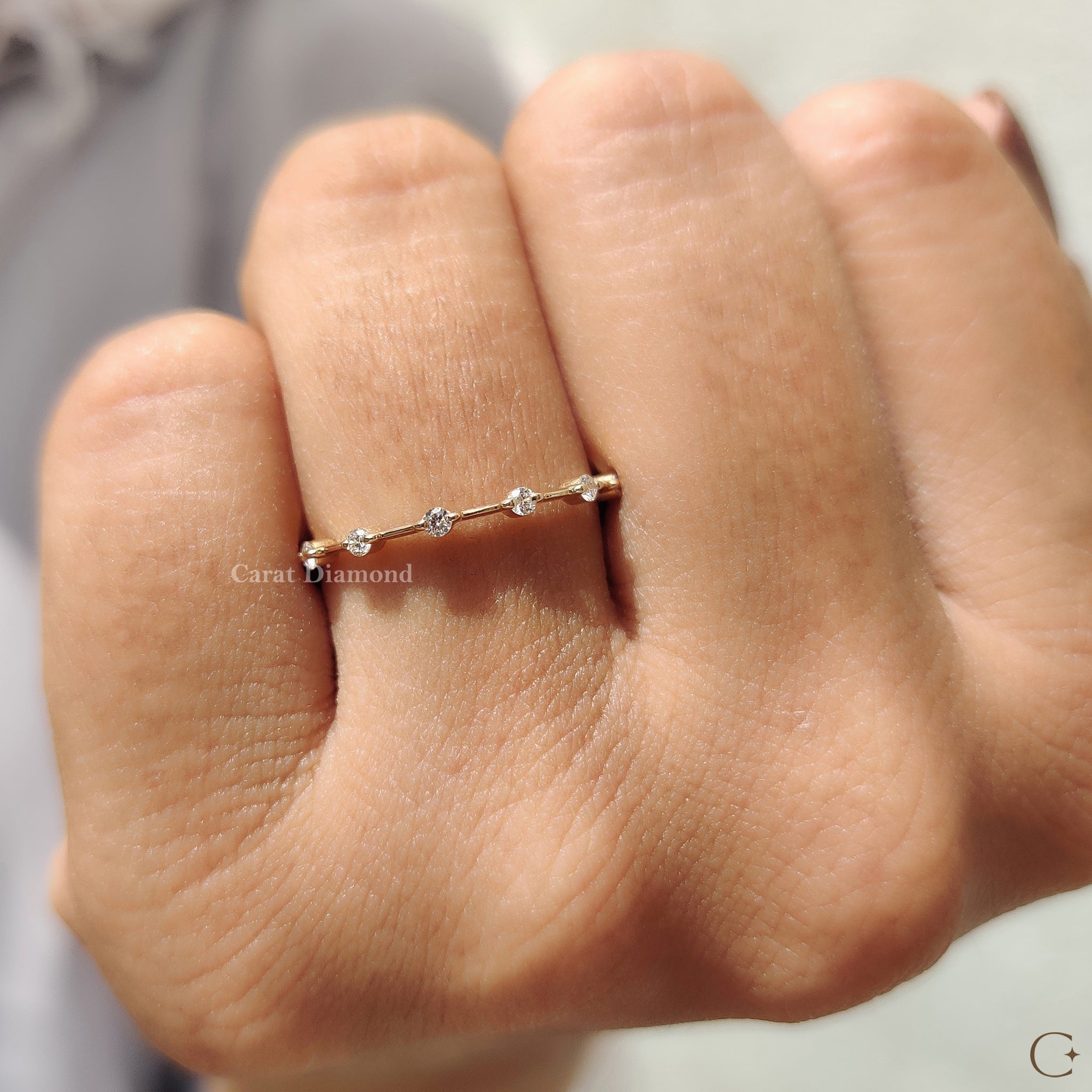 Round Diamond Eternity Band in Distance Pave Style