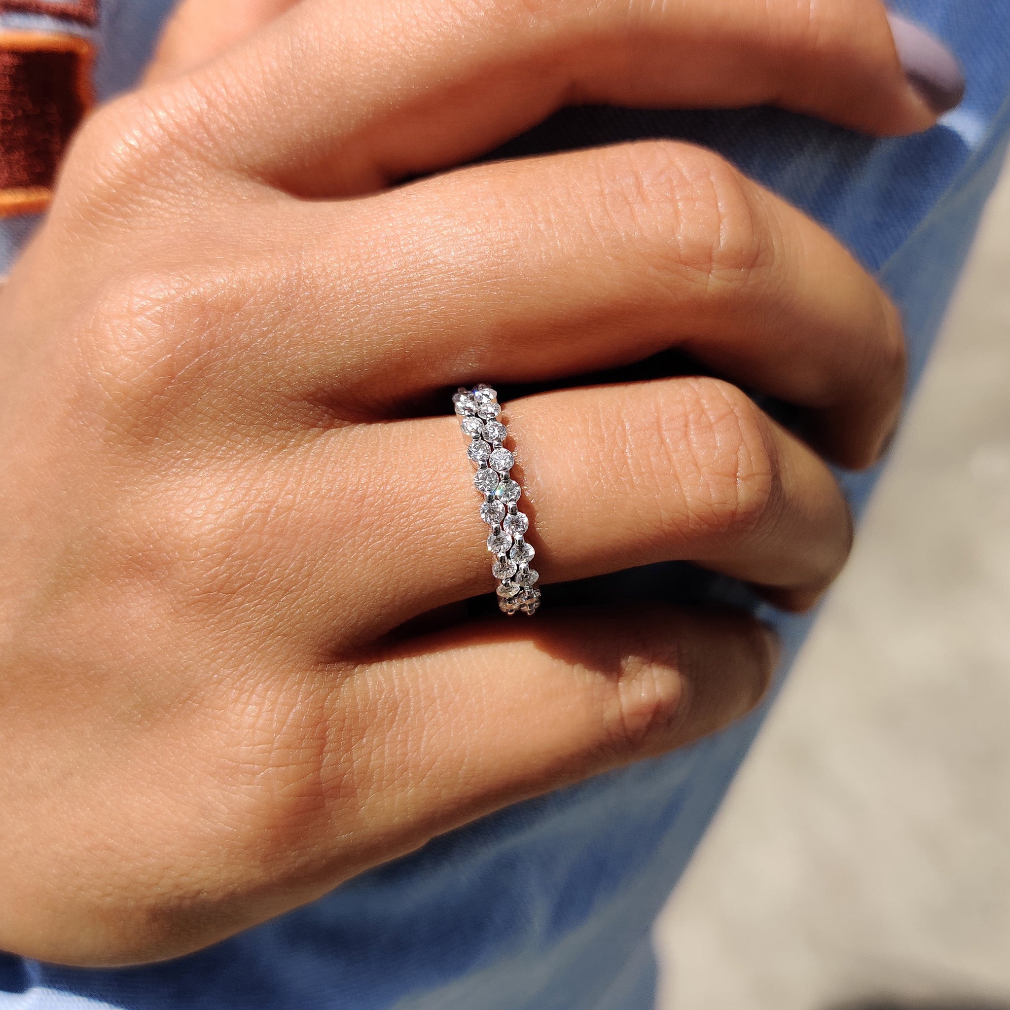 Round Moissanite Eternity Band For Women