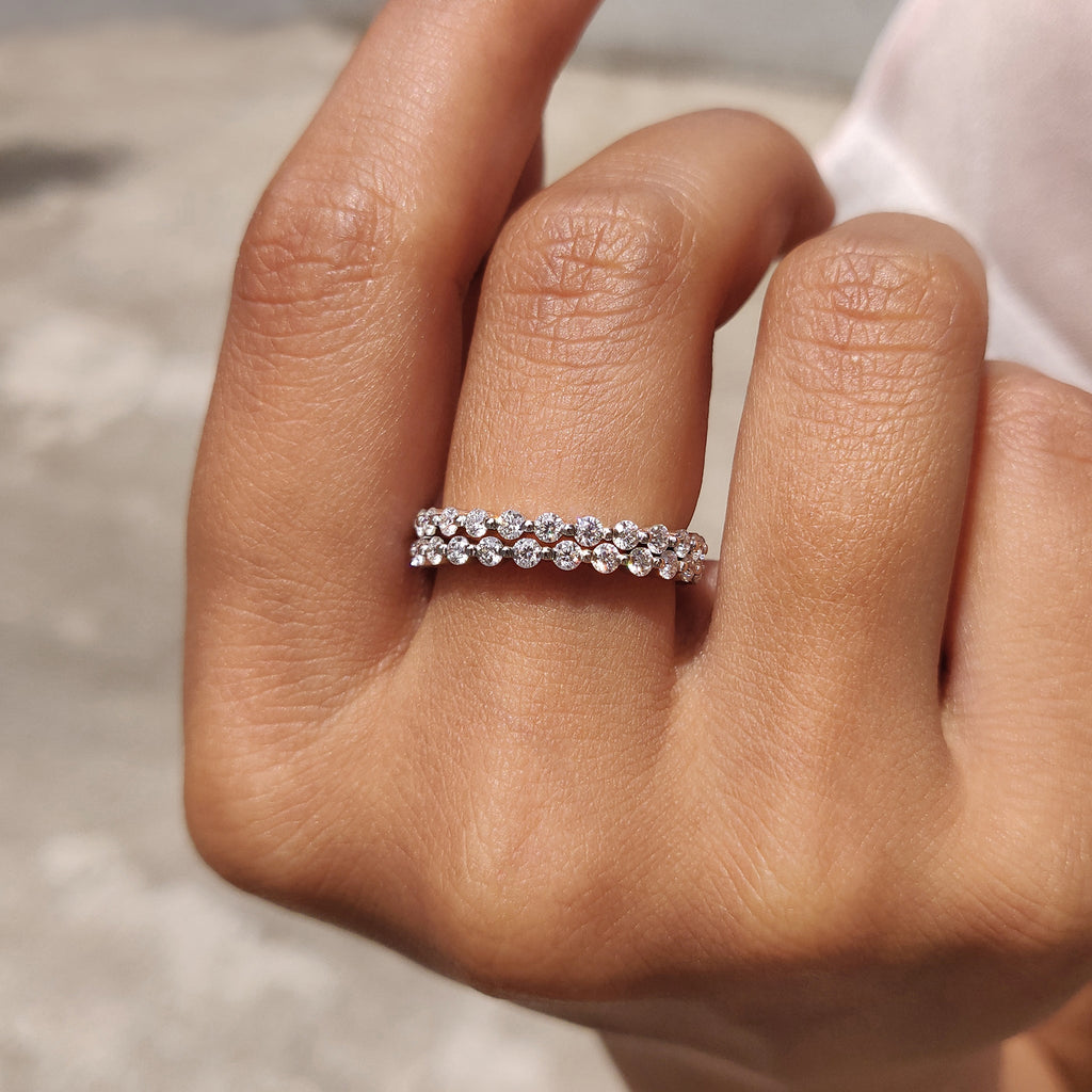 White Gold Band - 3/4 Eternity Style
