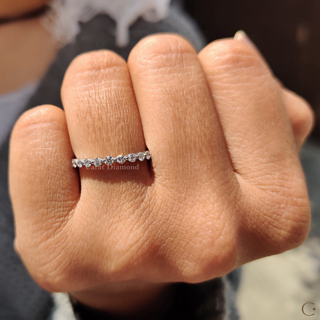 Lab Grown Round Cut Diamond White Gold Eternity Band