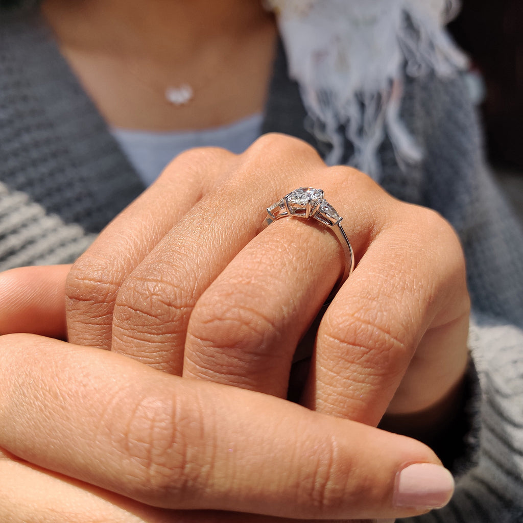 3 Stone Diamond Ring With Oval And Pear Cut