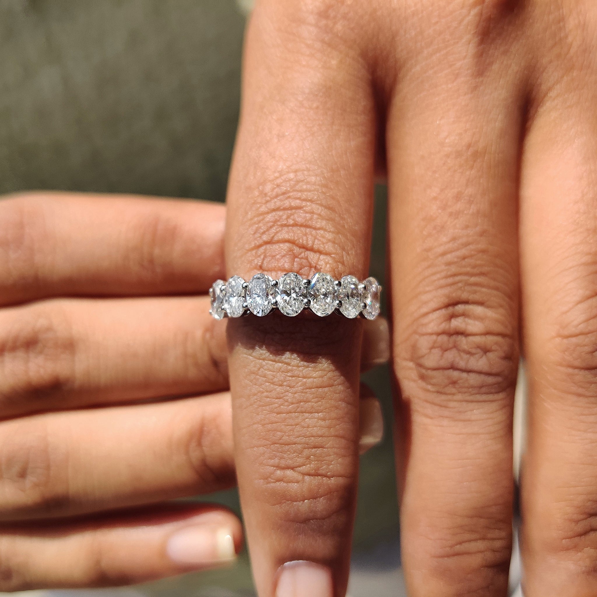 Oval Wedding Band In White Gold