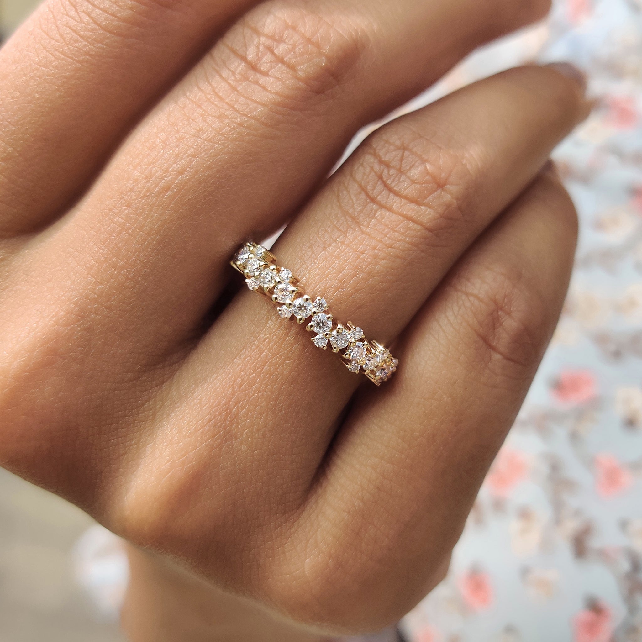 Round Cut Half Eternity Band In Zig Zag Setting