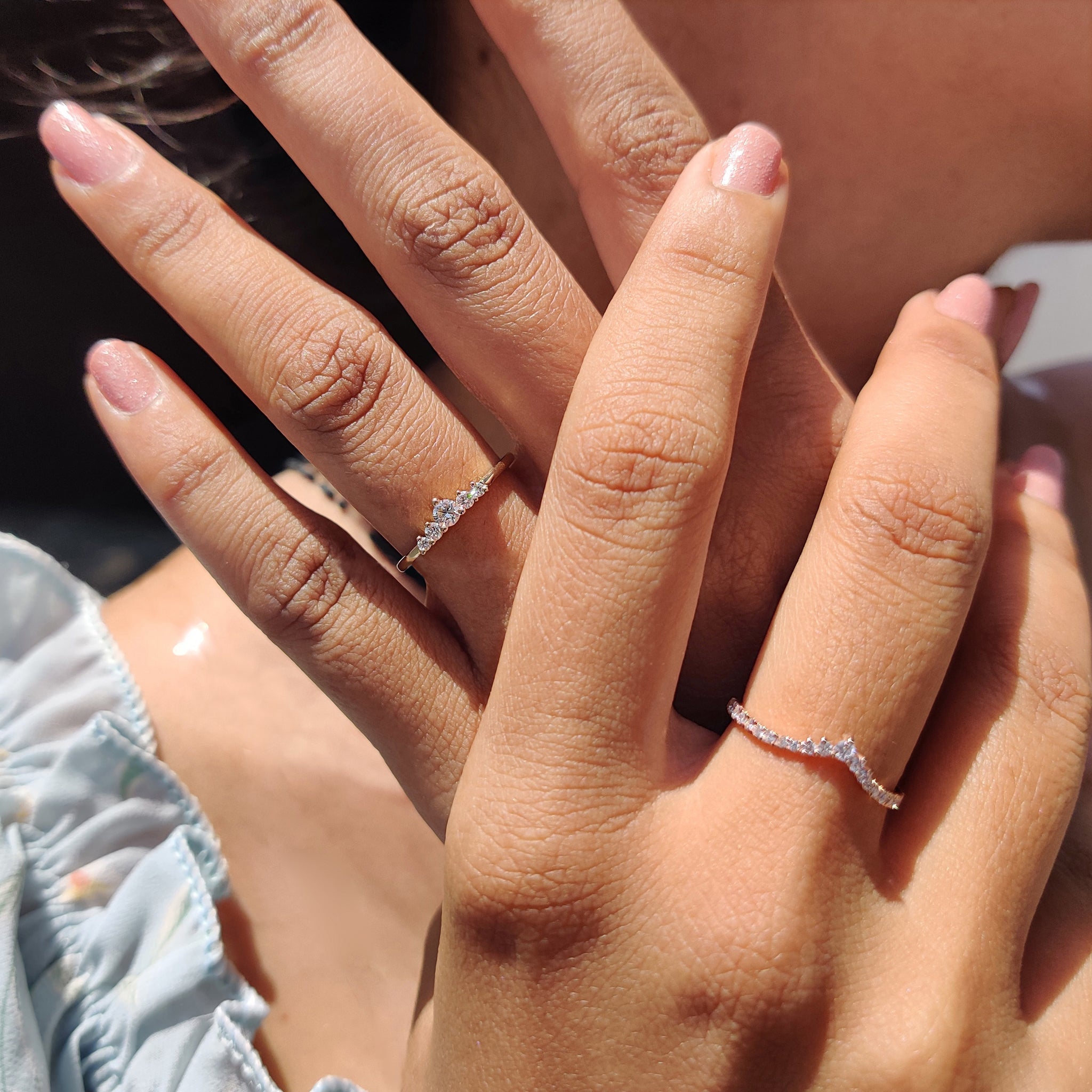 5 Stone Wedding Band with Round Diamonds
