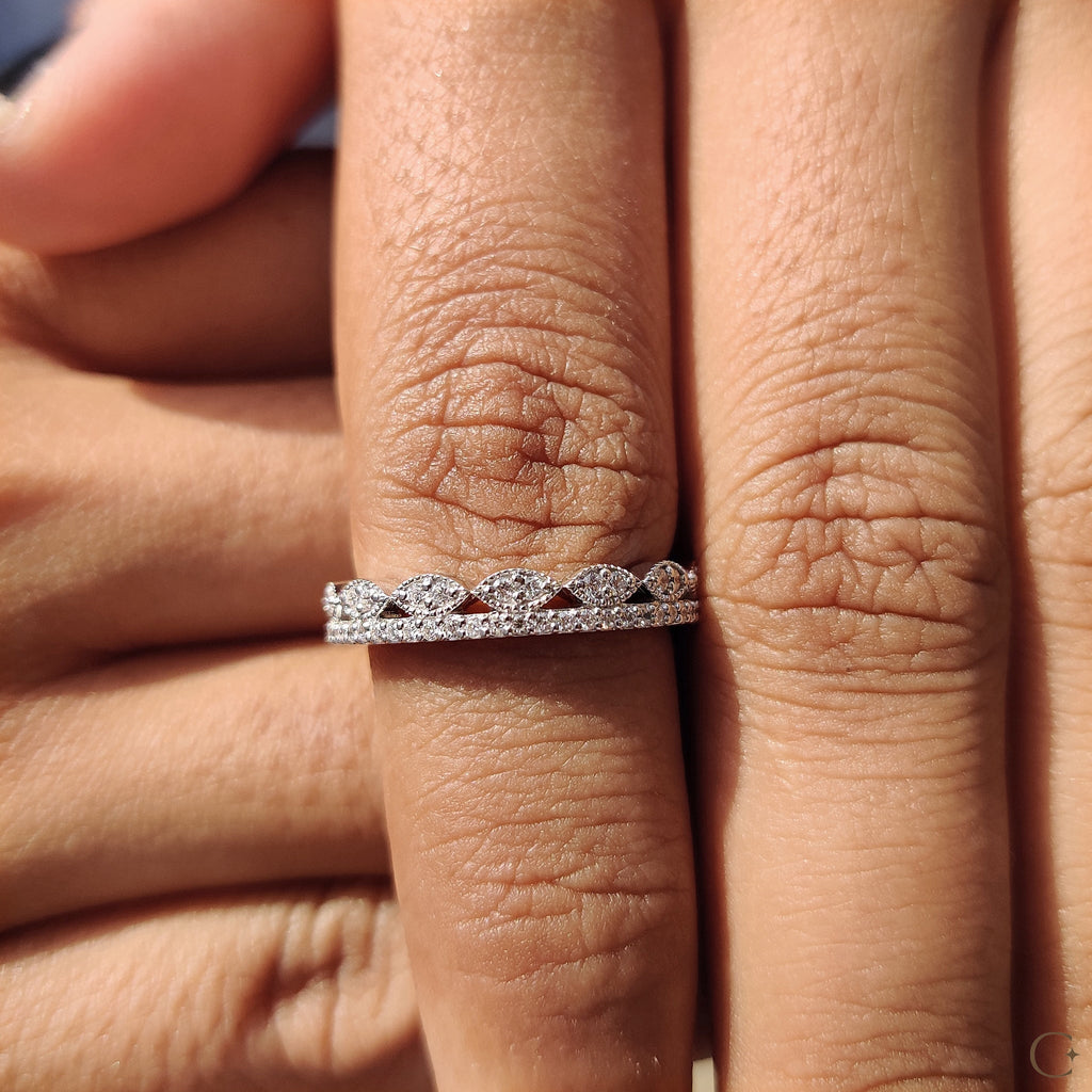 Double Row Diamond Band with Round Cut Sparkle