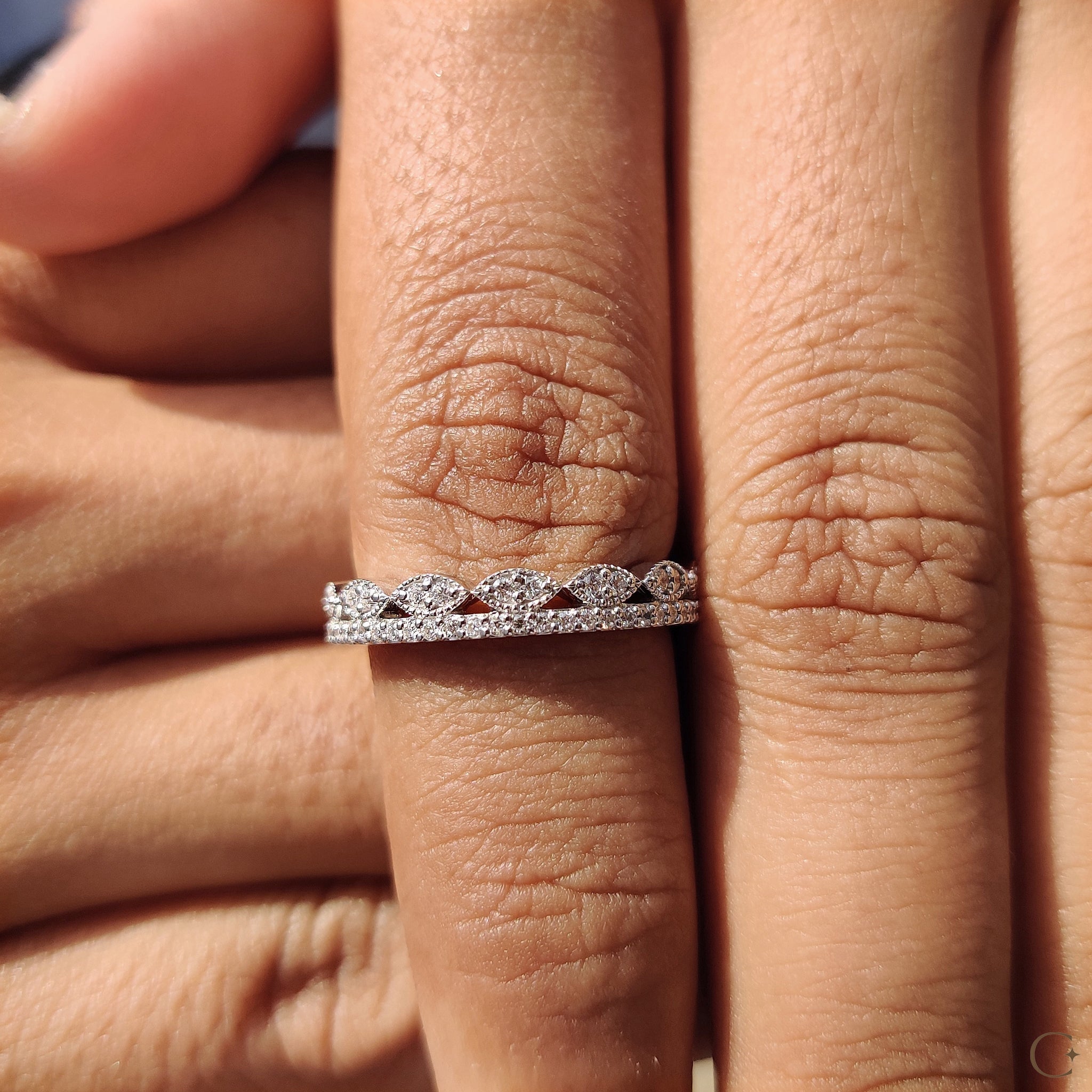 Double Row Diamond Band with Round Cut Sparkle