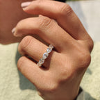 Five Stone Wedding Band In Oval Cut Moissanite