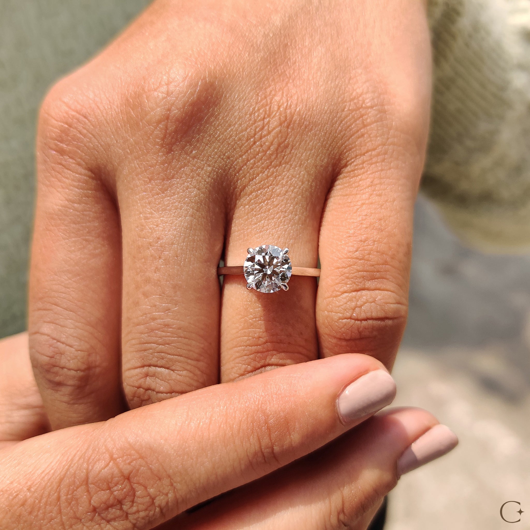 Cathedral Style Round Solitaire Diamond Ring