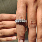Oval Diamond Wedding Band with 7 Stone