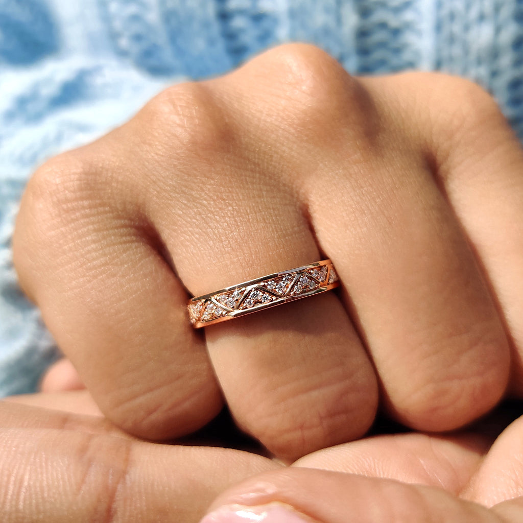Moissanite Eternity Band With Filigree Detailing
