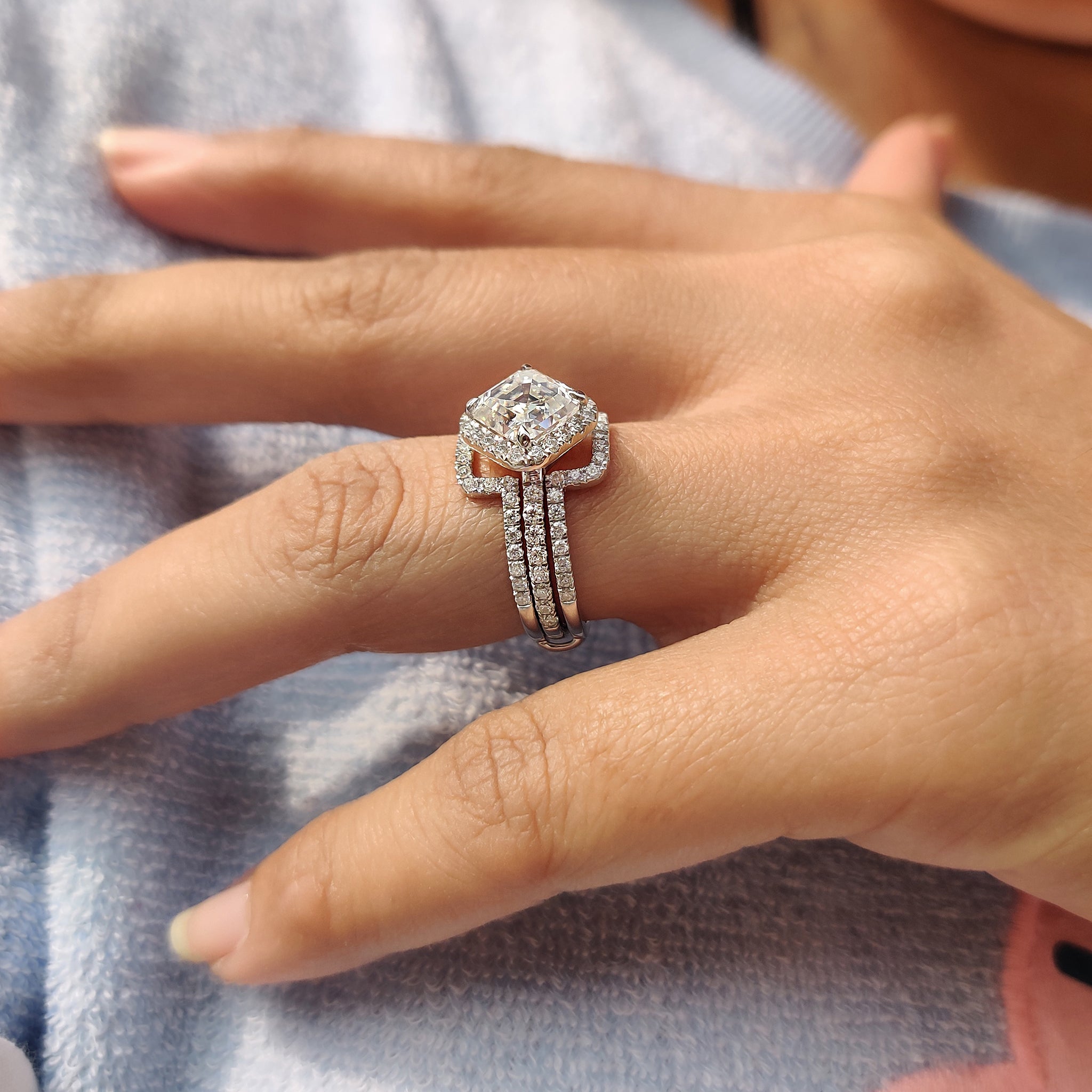 Round Cut Ring Enhancer Wedding Band In Wrap Guard style