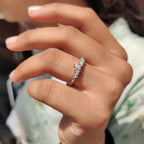 Curved Wedding Band With Marquise And Baguette Stone