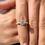 Round Cut Moissanite Engagement Ring Featuring Twisted Pave Set